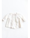 vestido blanco detalles rosados, manga larga