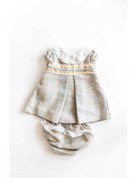 set vestido brocado celeste
