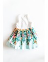 vestido falda turqeusa top blanco