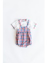 set romper cuadros rojos y azules
