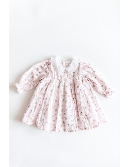 vestido manga larga rosa con flores