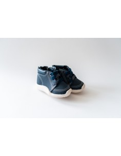 zapatos azules con detalles  cafes